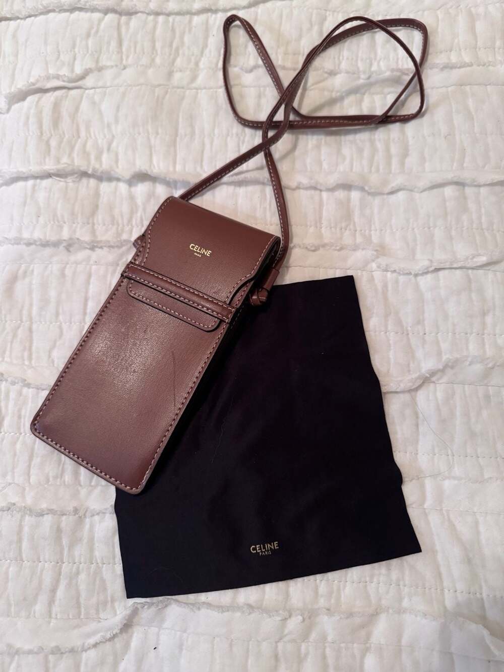 Celine Paris Calfskin Leather Crossbody Phone or Sunglasses Pouch